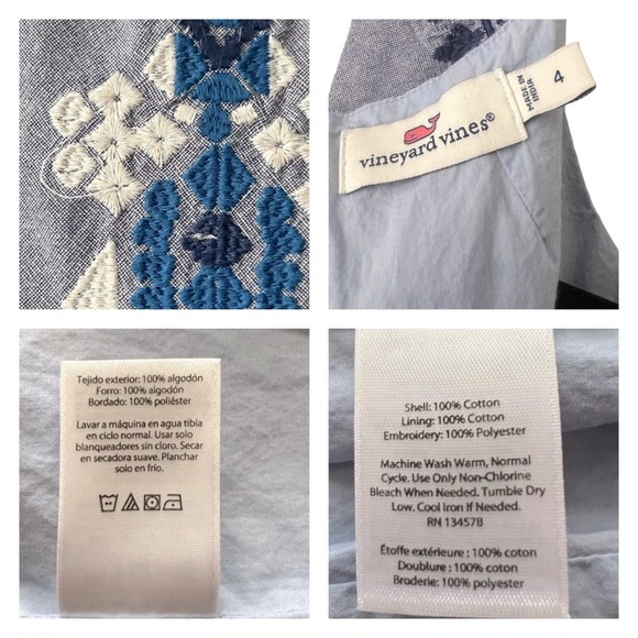 Vineyard Vines Embroidered
Geo Aztec Resort Beach Chambray Blue Dress Size 4 - Picture 12 of 12